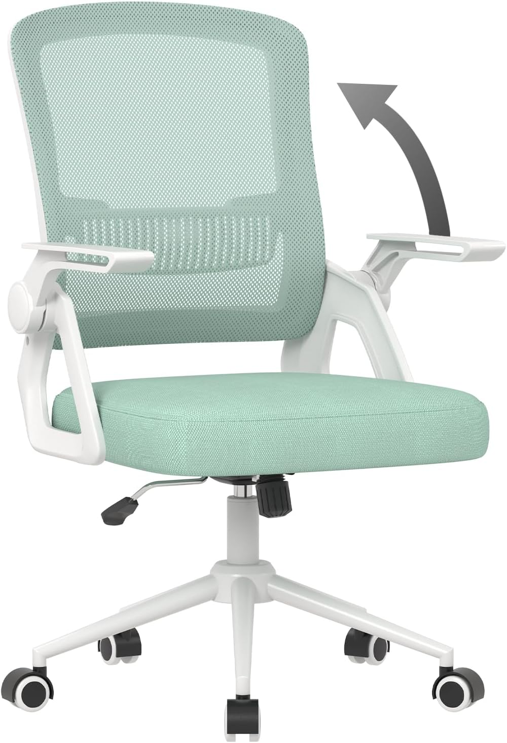 Ergonomic Office Desk Chair, Height Adjustable Executive Work Computer Chairs with Padded Seat Cushion, Swivel Mesh Chair with 90° Flip-Up Armrest &
